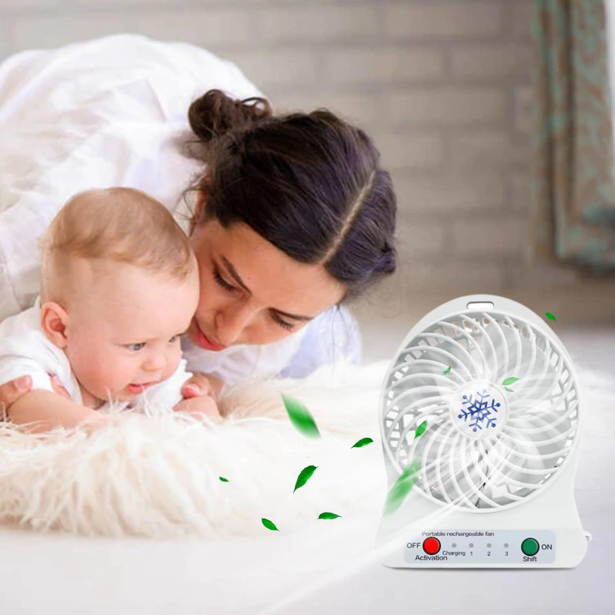 Portable small room fan, silent electric fan, desktop 3-speed super strong wind, portable fan, portable cooler