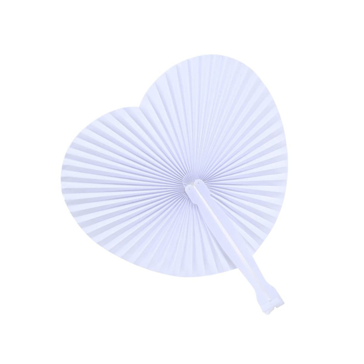 Heart shaped handheld folding accordion paper fan with plastic handle, suitable for weddings, birthdays, celebrations, and parties
