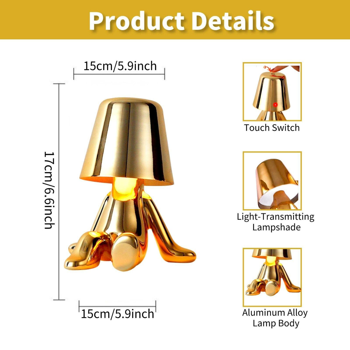 Table Lamp Bedside Touch Lamp Rechargeable Nightstand Light LED Battery Operated Desk Lamp for Home Office, Bedroom, Living Room