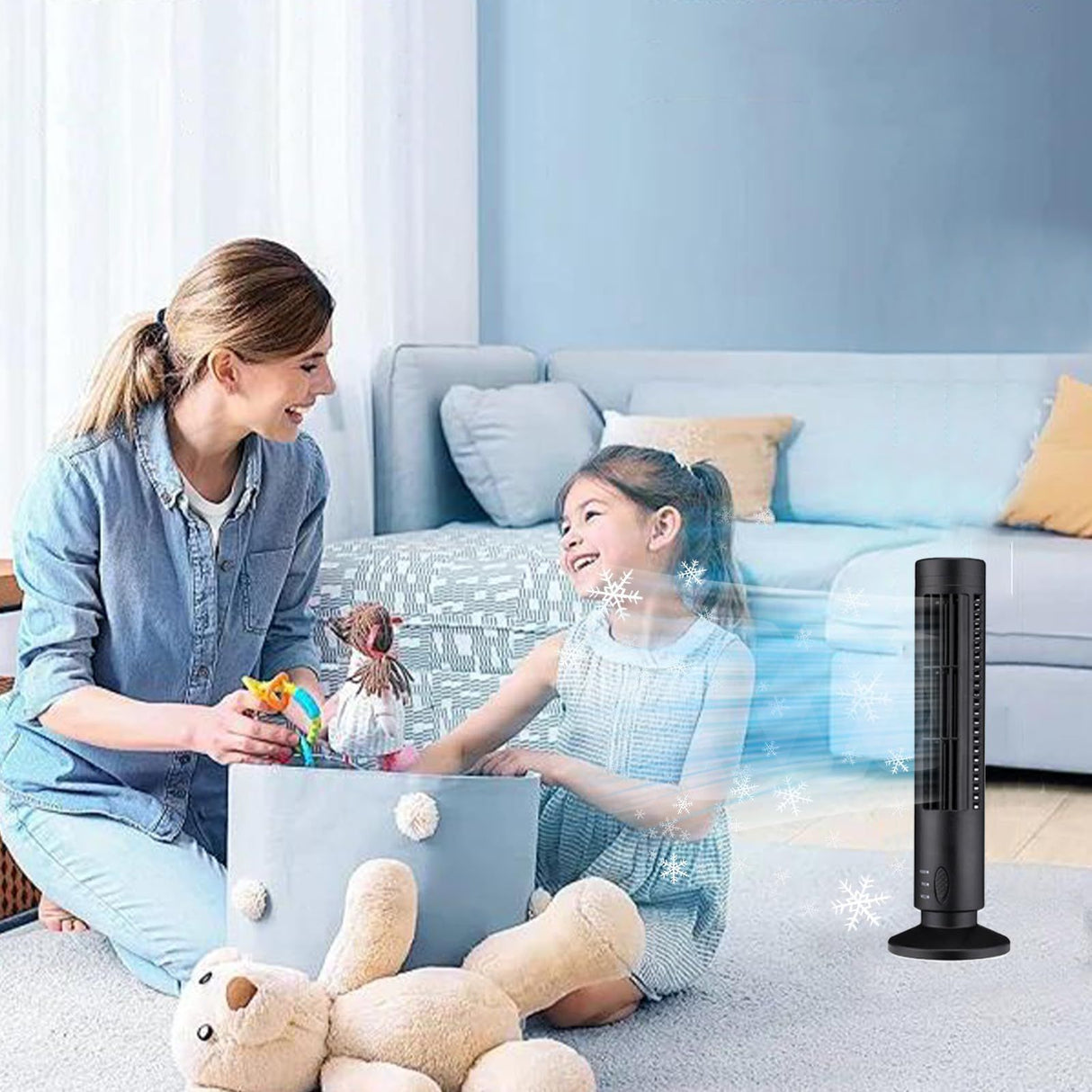 Fan Electric Fan Mini Portable Vertical Air Conditioner Bedroom Air Circulation Cooler Home Suitable For Home Office (Black),