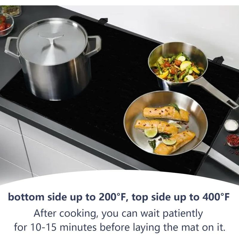 42*28 cm black Stove Top Covers for Electric Stove, Ceramic or Glass Cooktop Protector Mat, Thick Natural Rubber