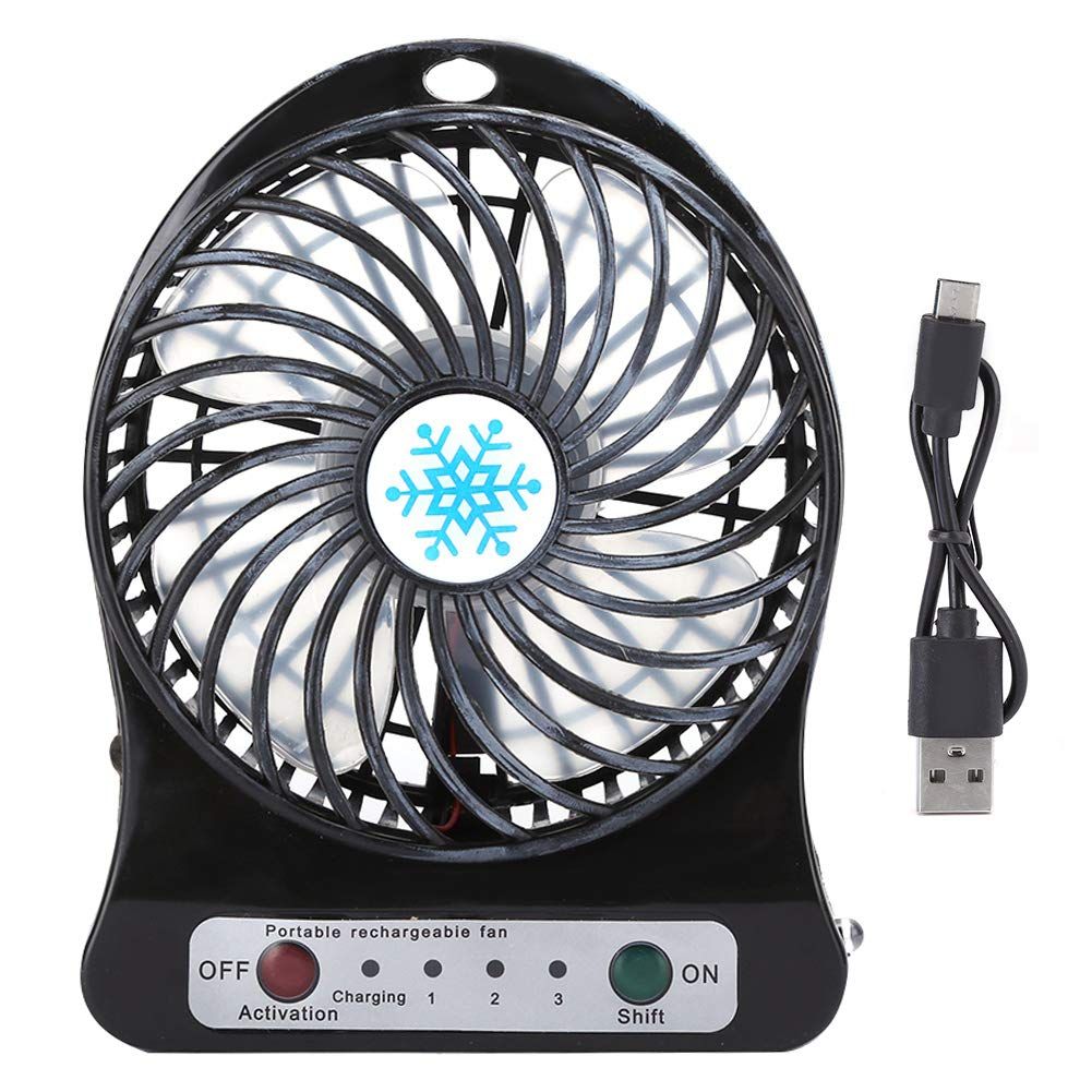 Portable Fan Rechargeable,Personal Desk Fan,Small Battery Operated USB Fan with Flashlight,3 Speeds Wind Quiet Mini Desktop Fan