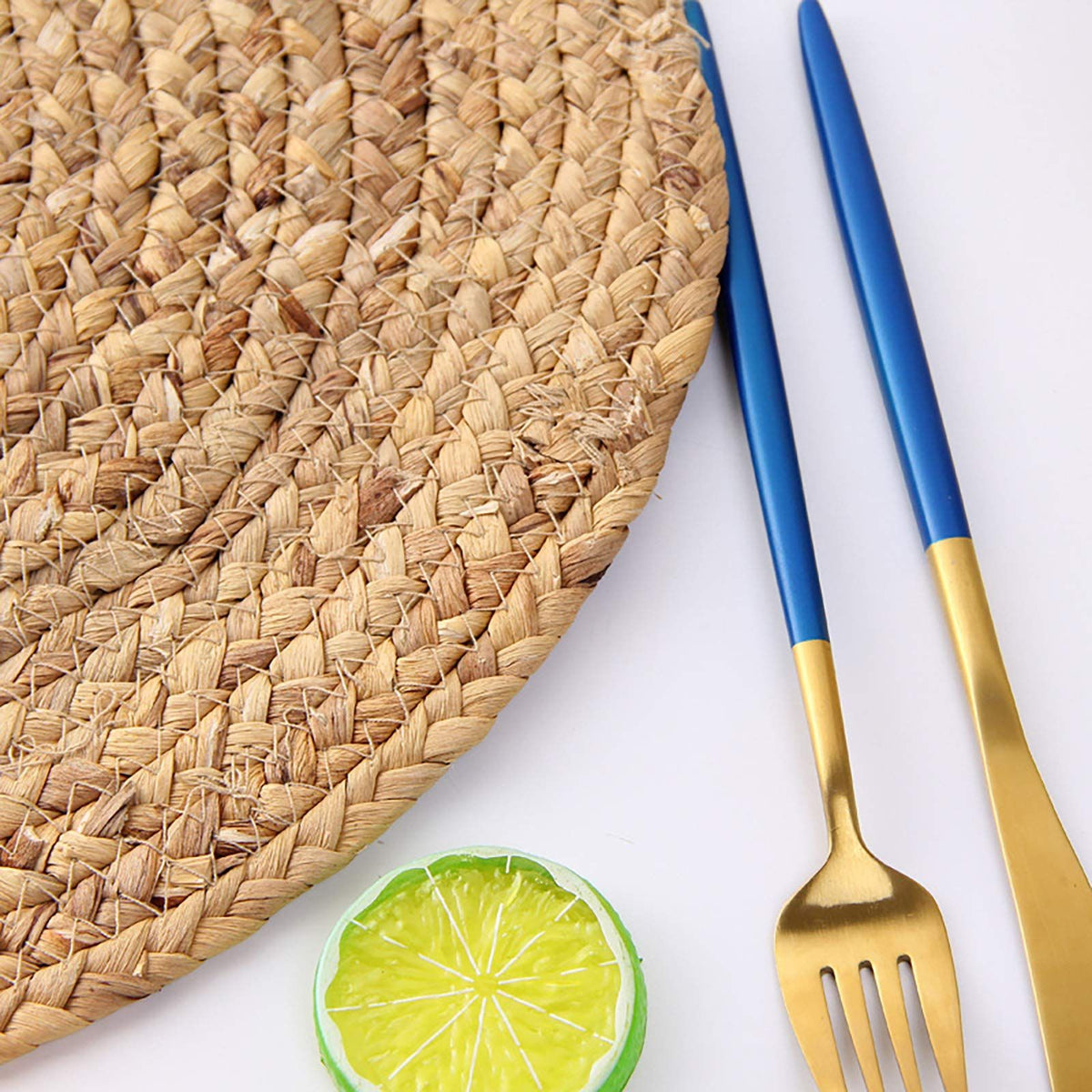 Jute Hand Braided Tablemat Set of Natural Fiber Rustic Vintage Farmhouse Table top & Dining Table Round Placemat for Parties