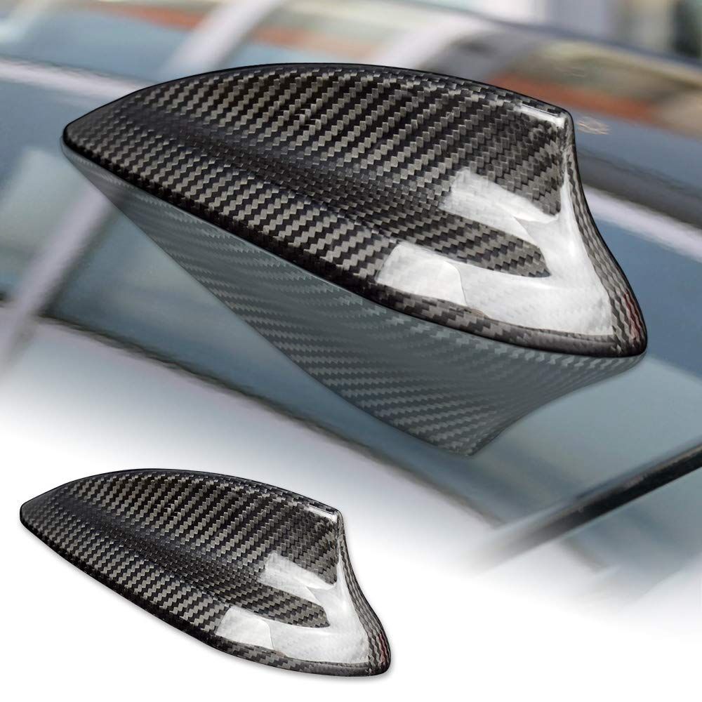 niversal Car Shark Fin Antenna AM/FM Radio Signal Roof Aerial for Auto SUV Truck Offroad (Carbon Fiber Black)