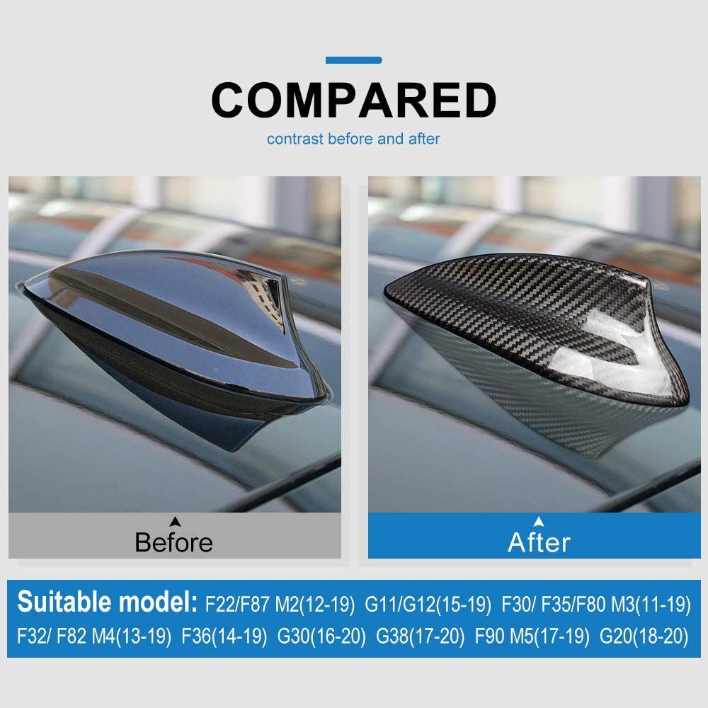 niversal Car Shark Fin Antenna AM/FM Radio Signal Roof Aerial for Auto SUV Truck Offroad (Carbon Fiber Black)
