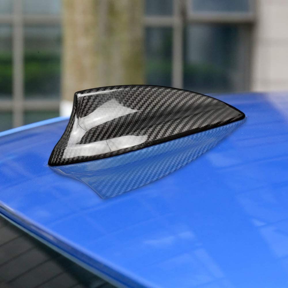 niversal Car Shark Fin Antenna AM/FM Radio Signal Roof Aerial for Auto SUV Truck Offroad (Carbon Fiber Black)