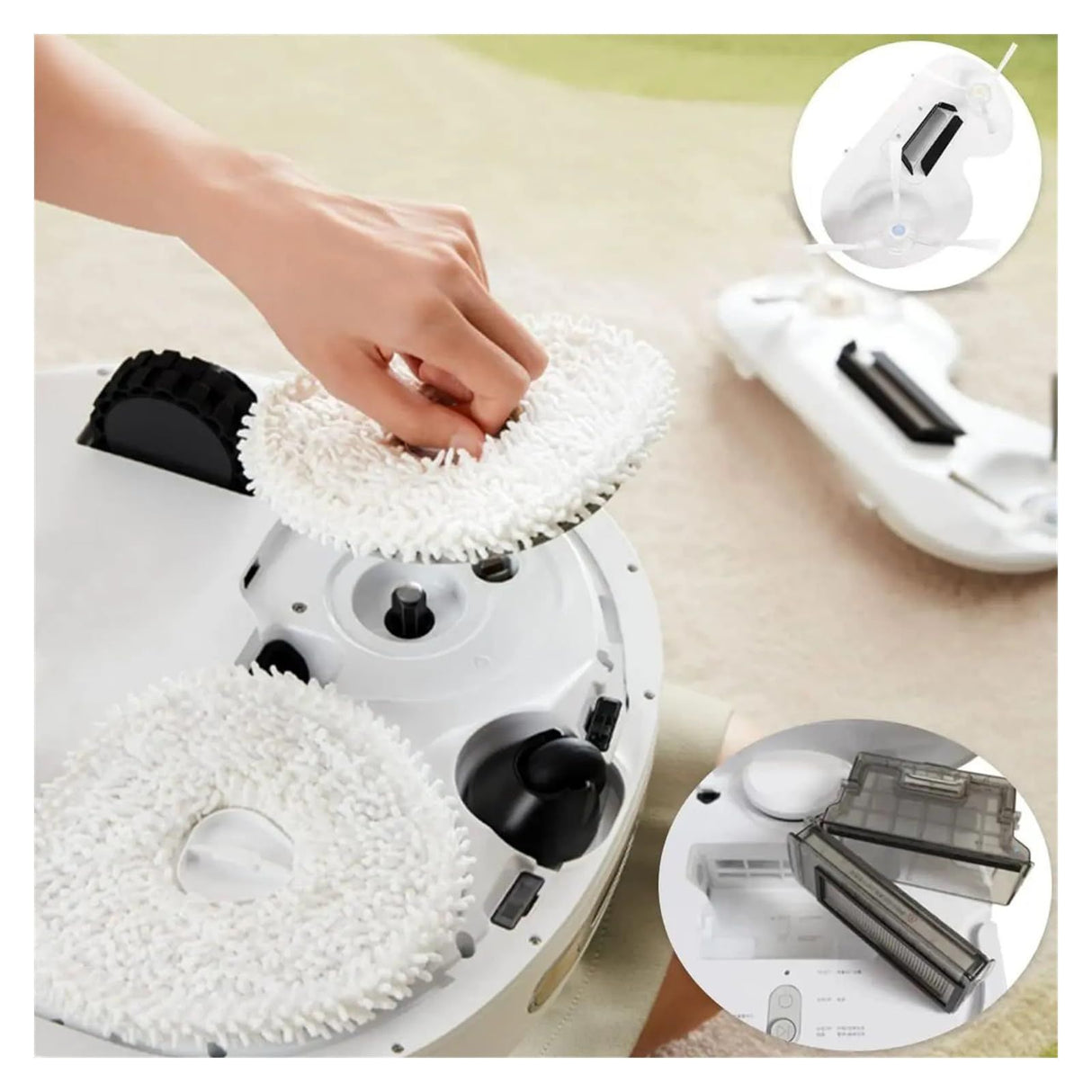 Replacement Parts - Replenishment Kit Compatible with J1 J2 Vacuum Cleaner Robot, 2 Mop Pads' Holders
