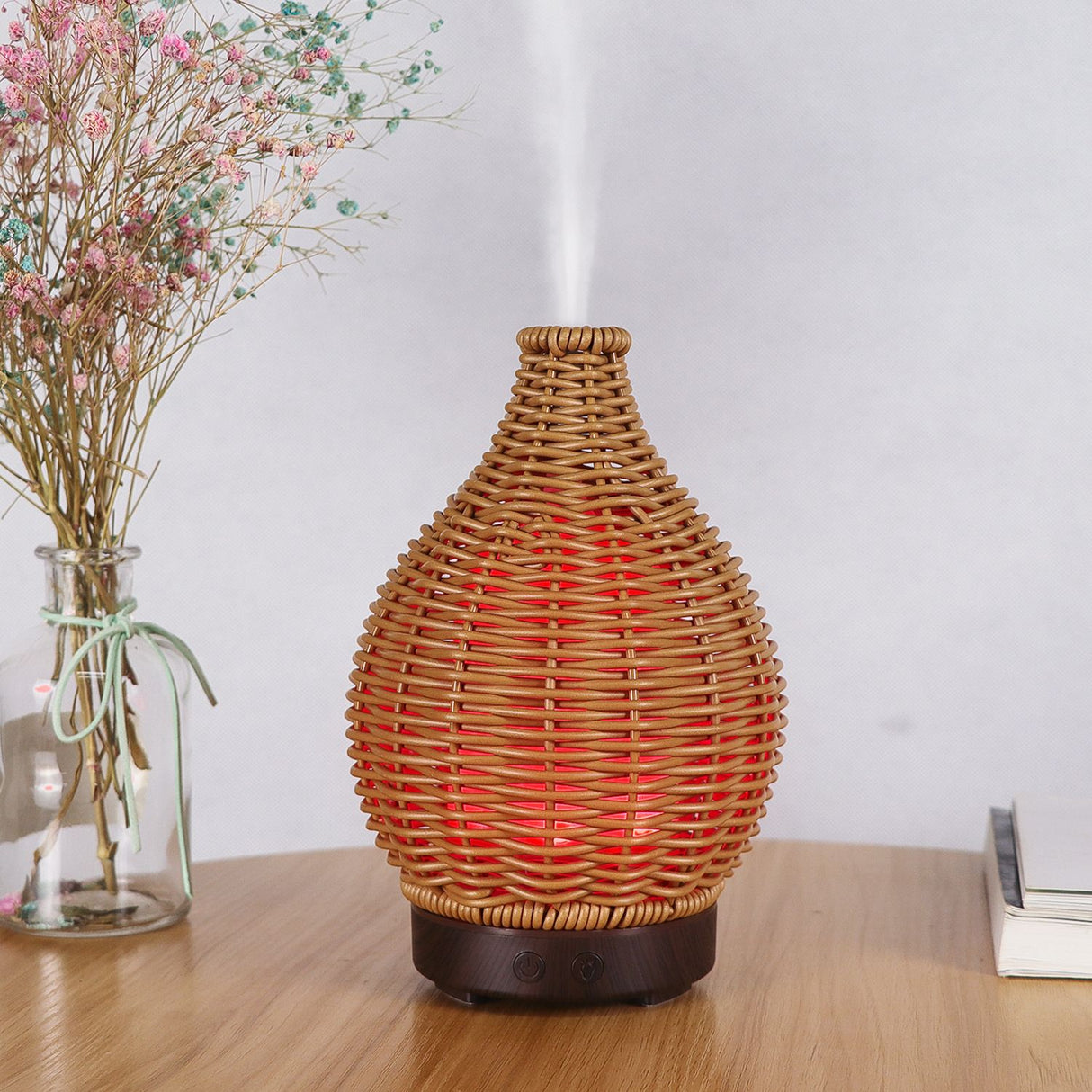 Essential Oil Diffuser for Home Rattan Weaving, 100mL 7 Changing Color Lights Ultrasonic Aroma Humidifier