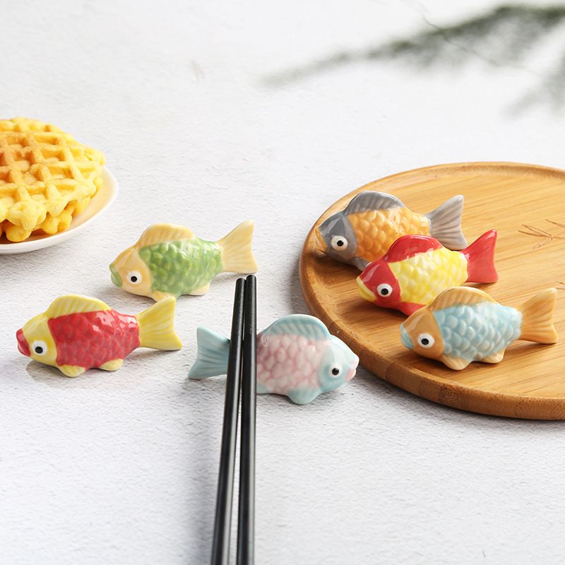 Chopstick Holder 6Pcs Cartoon Goldfish Ceramic Chopstick Holder Chopstick Holder Household Chopstick Holder Hotel Chopstick Pillow