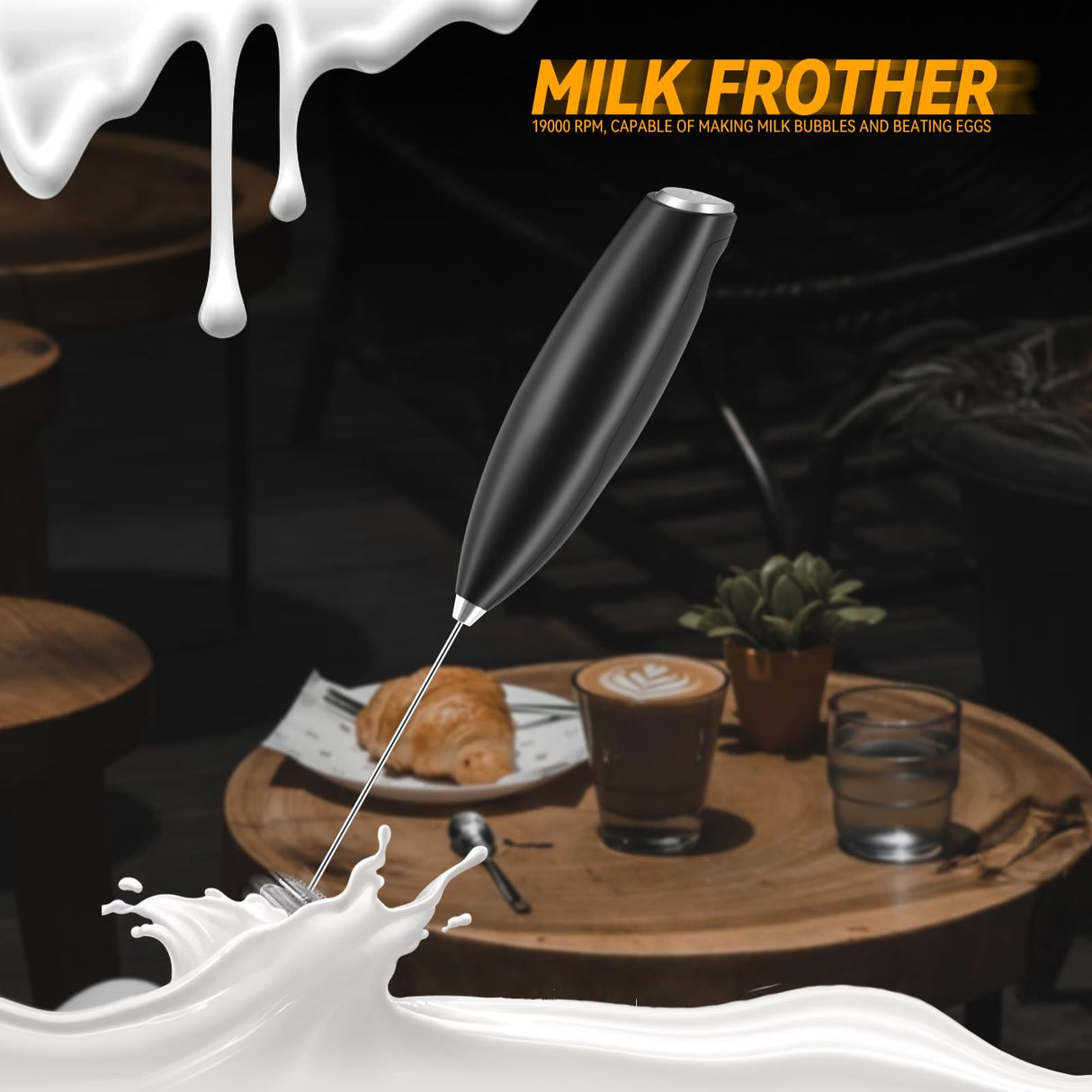 2 in 1 Milk Frother for Coffee - Durable Handheld Frother Electric Drink Mixer Handheld, Mini Electric Whisk for Coffee, Matcha