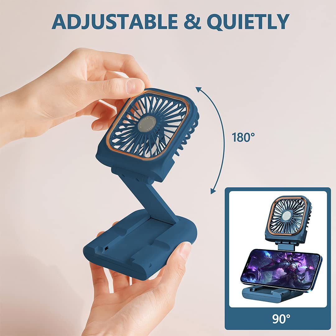 Portable Handheld Personal Necklace Fan Foldable Mini Quiet USB Rechargeable Fan With Mobile phone bracket function