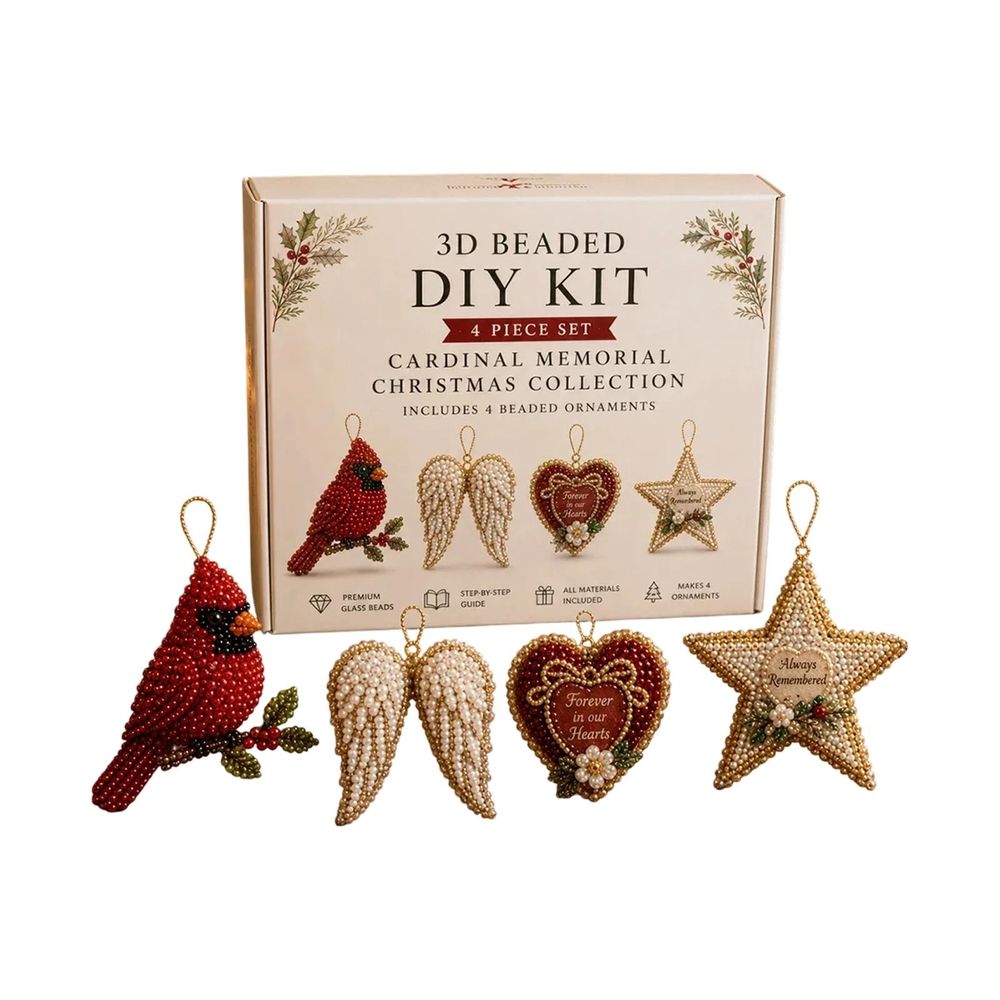 New 3D Beaded Christmas Tree Hanging Ornament DIY Kit for Beginner, Christmas Pet Friends Collection Handmade Bead Pendant Craft Supplies, Without Hanging Rope(Cardinal)