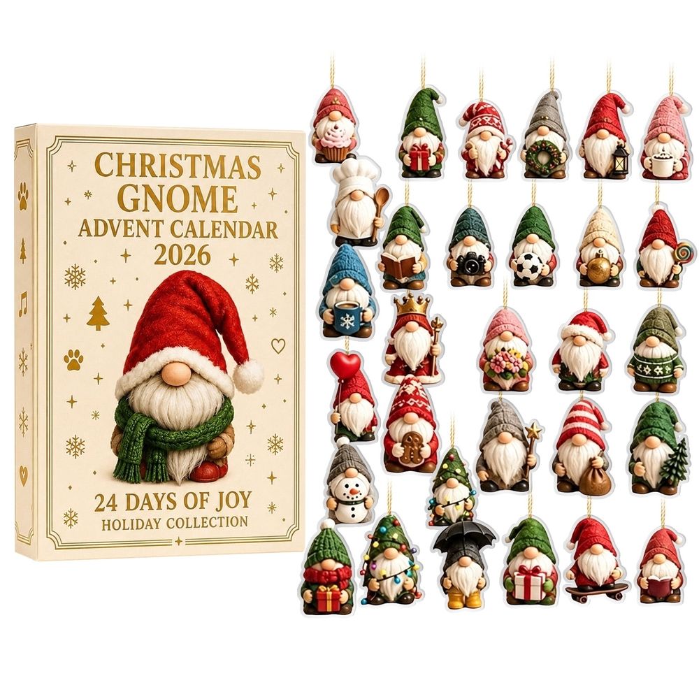 Christmas Gnome Advent Calendar 2026, 24 Days Countdown Calendar with Hanging Gnome Ornaments, Christmas Tree Decor Gift for Ki ds Family