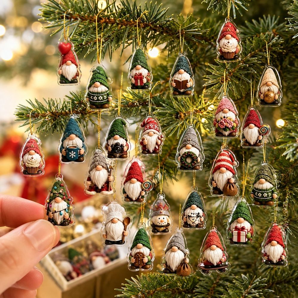 Christmas Gnome Advent Calendar 2026, 24 Days Countdown Calendar with Hanging Gnome Ornaments, Christmas Tree Decor Gift for Ki ds Family