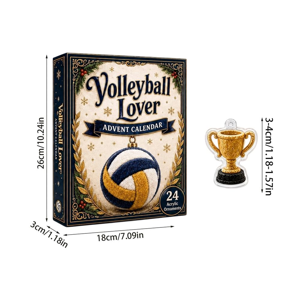 24Pcs Volleyball Themed Acrylic Ornaments Advent Calendar, 2D Sports Hanging Charms, Collectible Christmas Gift for Volleyball Lovers & Players