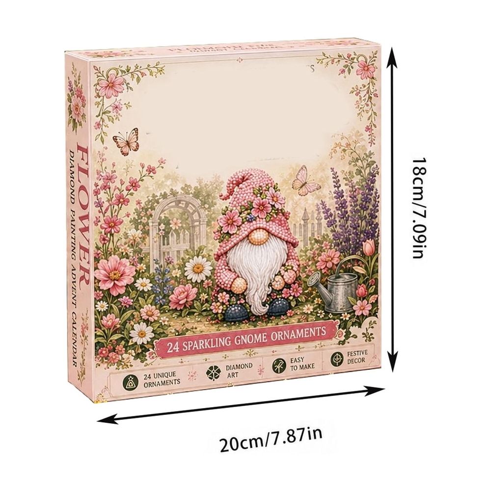 24 Days Gnome Diamond Painting Advent Calendar 2027, 24 Unique Flower Gnomes Diamond Art Kit, DIY Diamond Ornaments Countdown Calendar for Adults Beginners, Holiday Gift