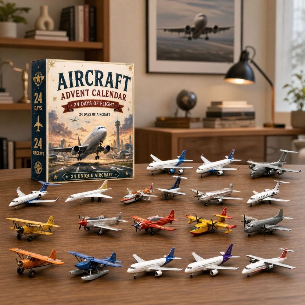 24‑Day Christmas Countdown Advent Calendar, 24 Unique Die‑Cast Mini Aircraft Models, Aircraft Toy Set, Holiday Surprise Gift for Festival Collection Display