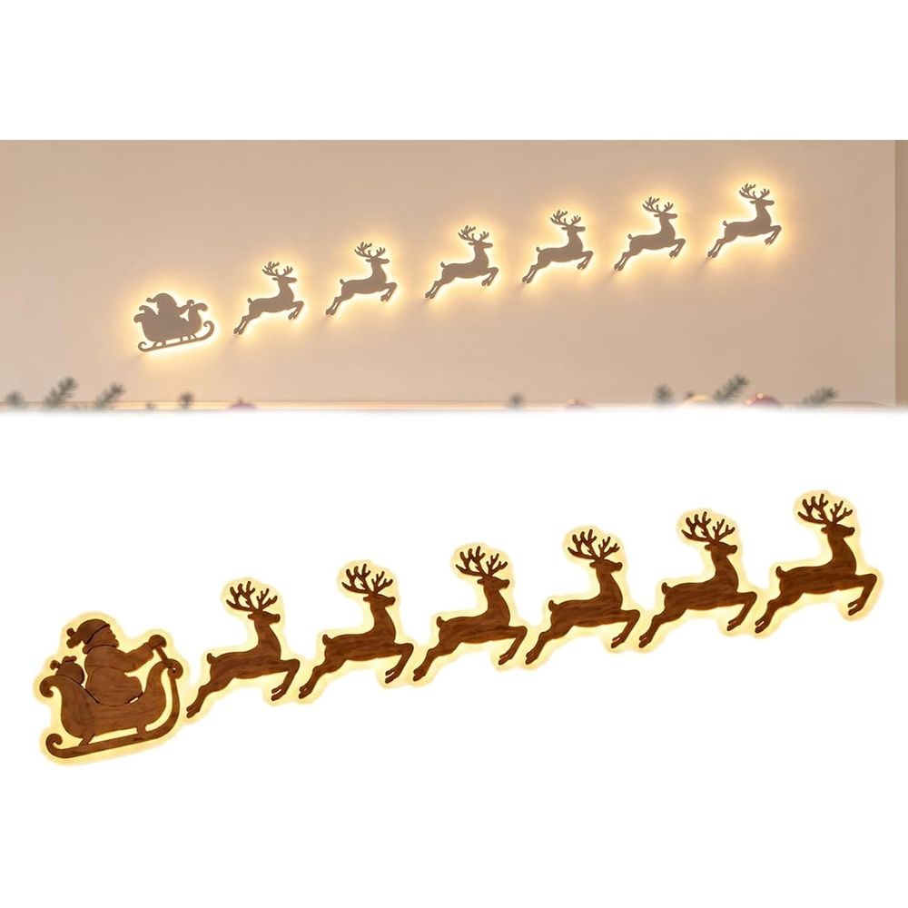 Antler Glow LED Reindeer Wall Decor, Warm Backlit Peel & Stick Christmas Wall Silhouette Lights, Lighted Reindeer Indoor Wall Accents for Living Room, Mantel, Entryway & Holiday Display