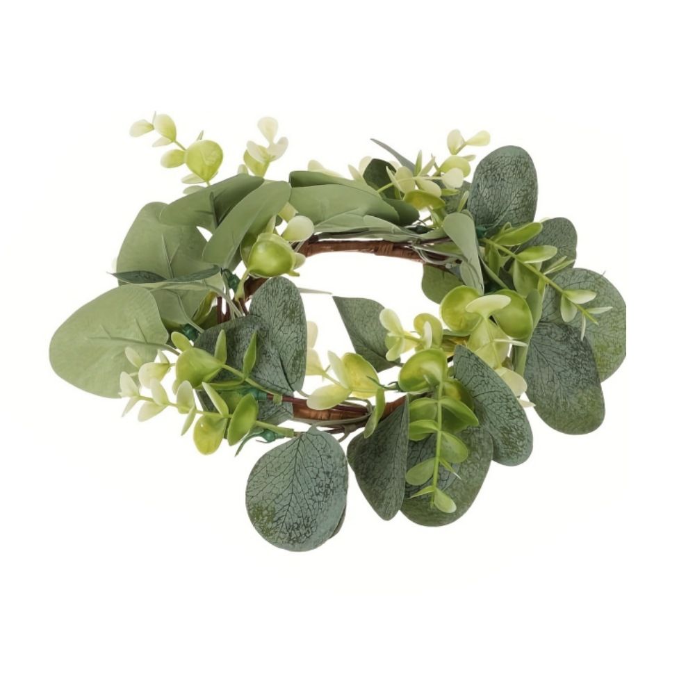 Candle Wreaths Rings 6 Inch - 2PCS Christmas Candle Rings - Greenery Wreath Candle Rings Wreaths for Christmas Centerpiece
