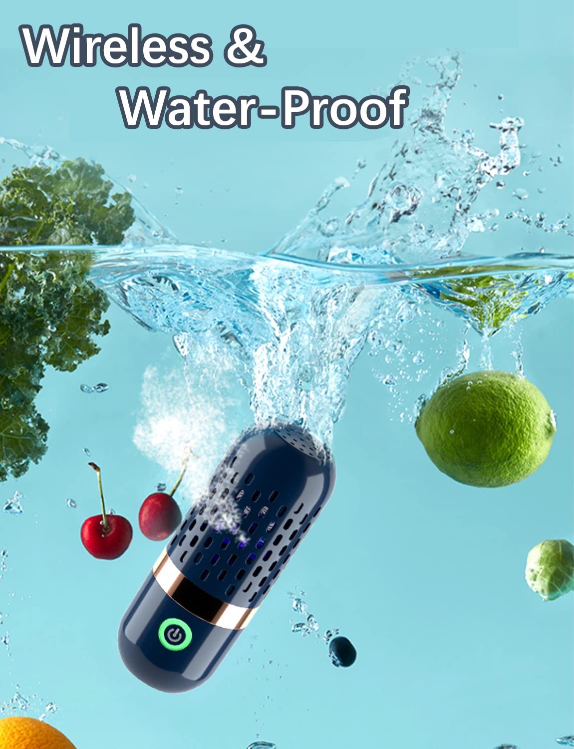 Vegetable and Fruit Cleaner Machine, Water-Proof Fruit Cleaning Device with ion Purification Working time, for Cleaning Fruit
