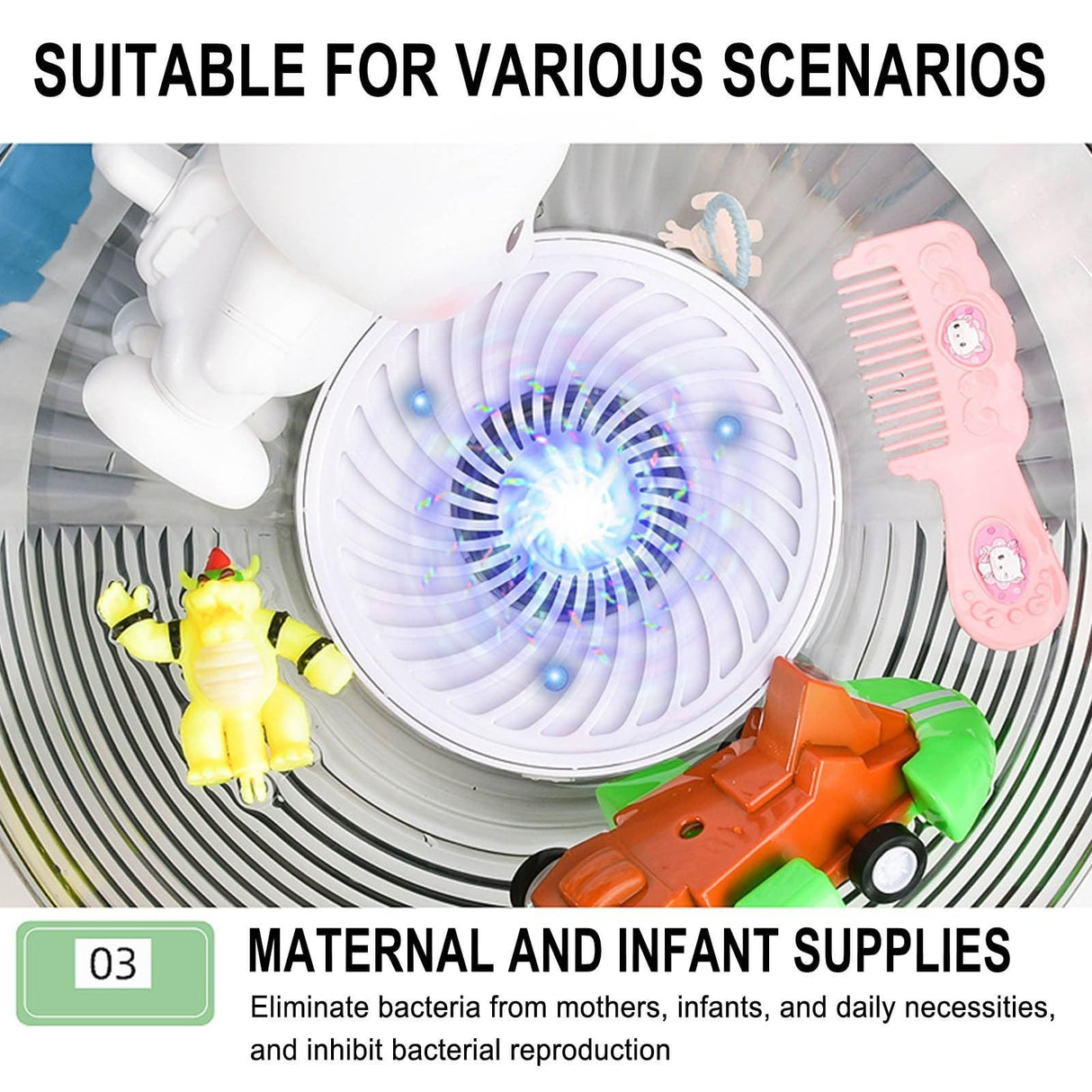Fruit and Vegetable Washing Machine Cleaner Device in Water Produce Purifier with Wireless Charging Purification Technology White