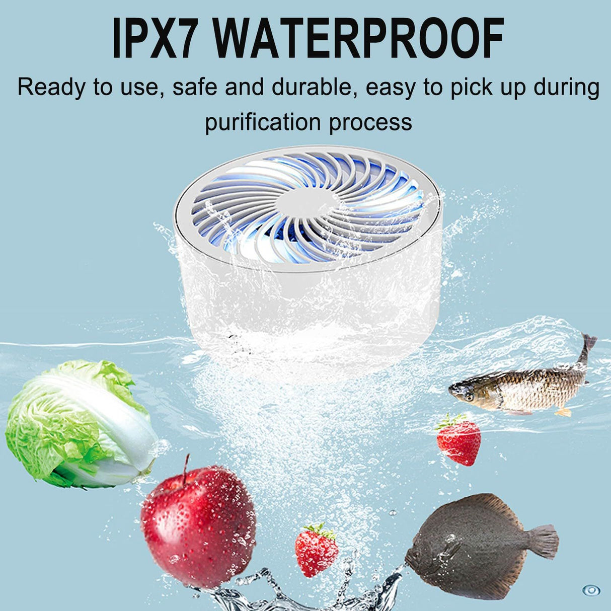 Fruit and Vegetable Washing Machine Cleaner Device in Water Produce Purifier with Wireless Charging Purification Technology White