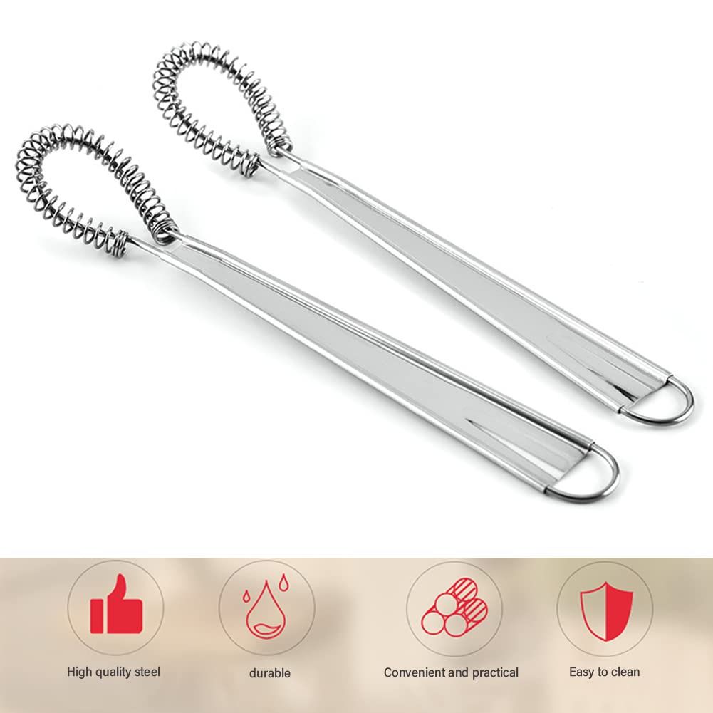 4pcs silvery Egg Beater, Stainless Steel Mini Egg Whisk Beater Mini Spring Coil Whisk Handheld Milk Frother Foamer Foaming