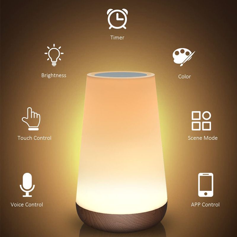 LED Night Light Touch Lamp Table for Kids Bedroom Rechargeable Dimmable with Warm White Light RGB Color Changing