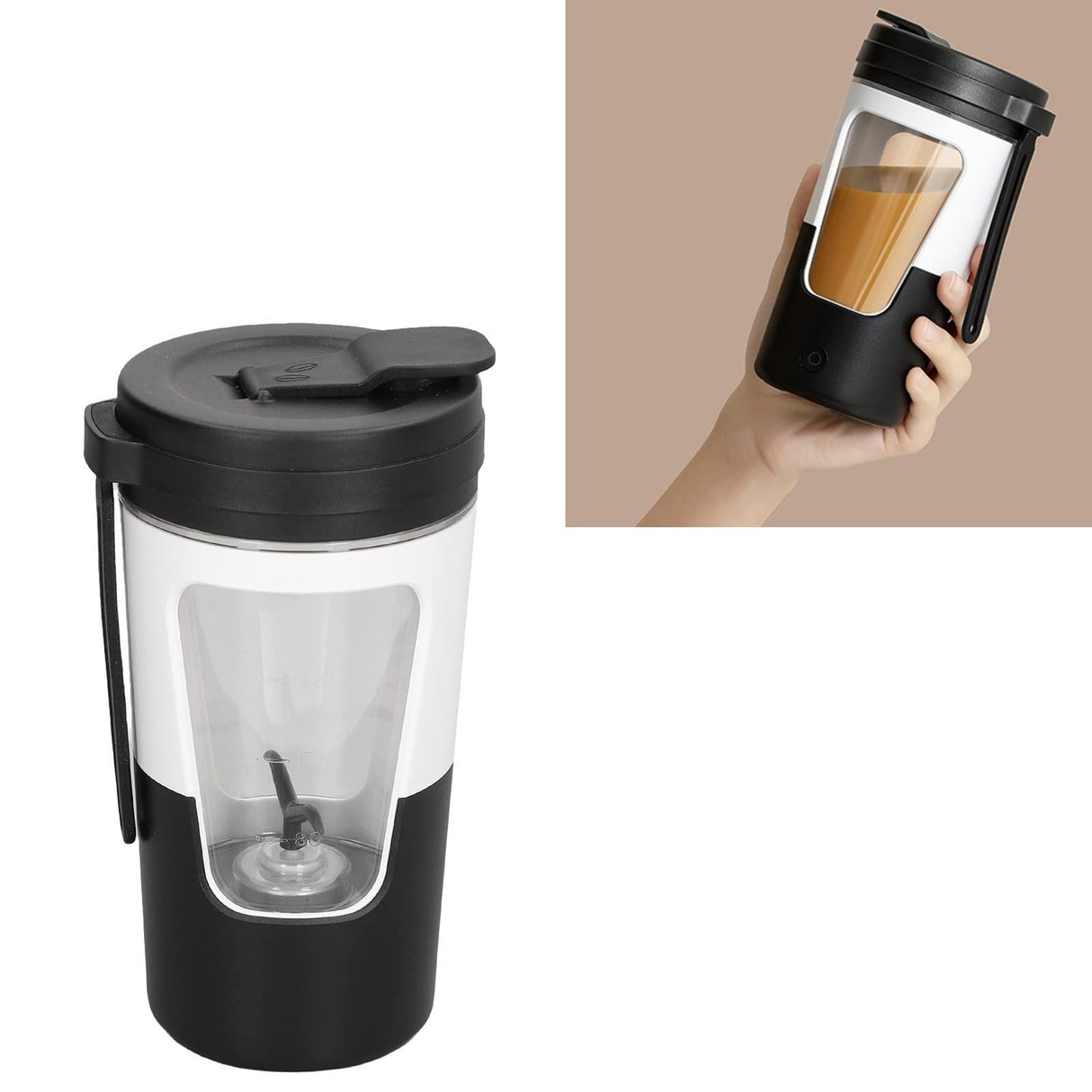 Automatic Stirring Cup, Lightweight Clear Rotating Container for DIY Drinks Drinkware Milk Coffee black