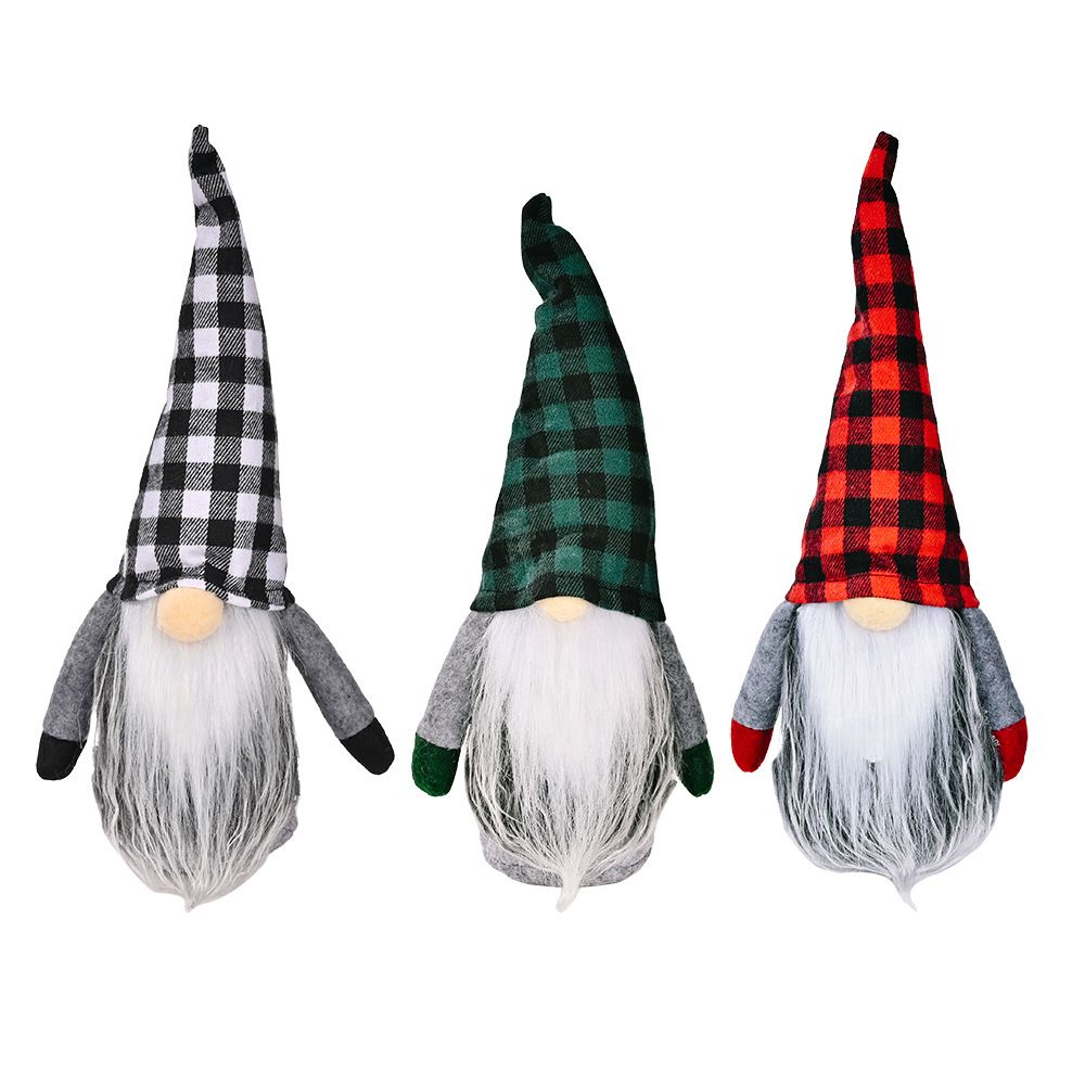 3pc Christmas Decorations Handmade Santa Plush , Home Tabletop Ornaments Christmas Gnome Decor for Adults.