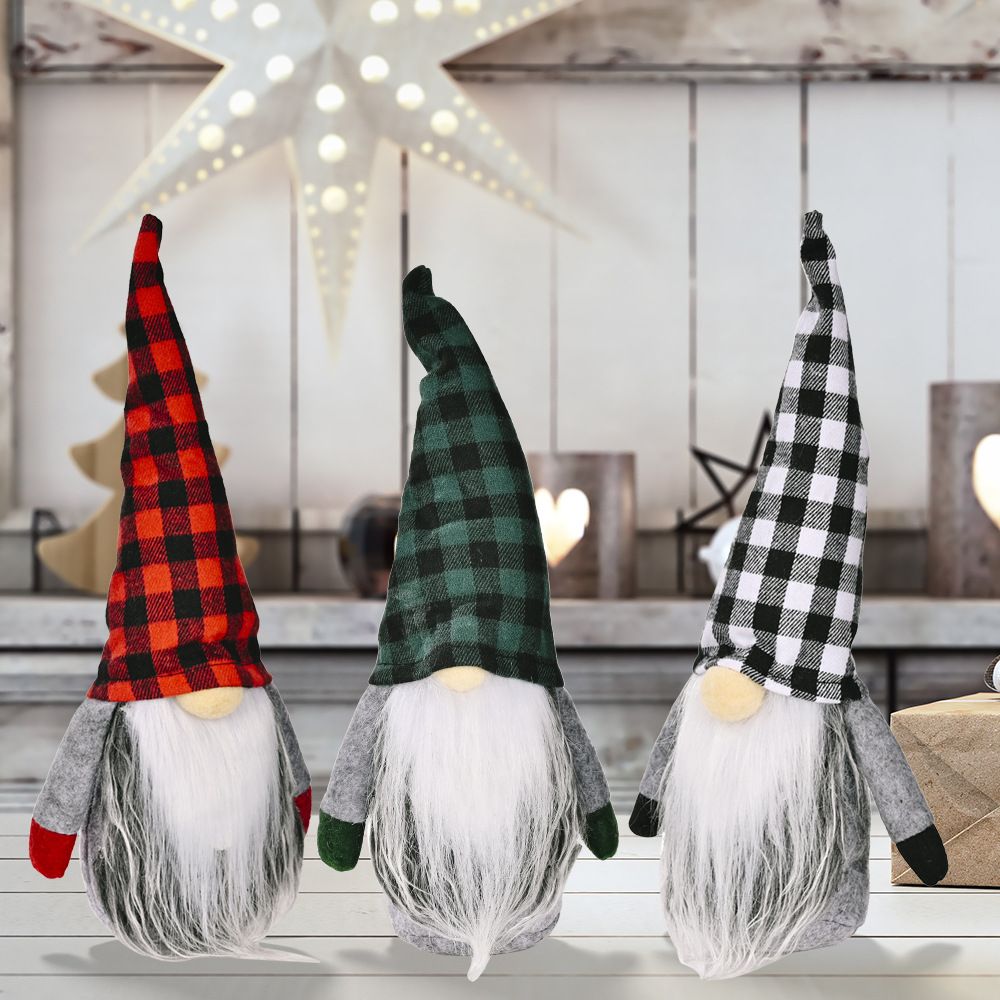 3pc Christmas Decorations Handmade Santa Plush , Home Tabletop Ornaments Christmas Gnome Decor for Adults.