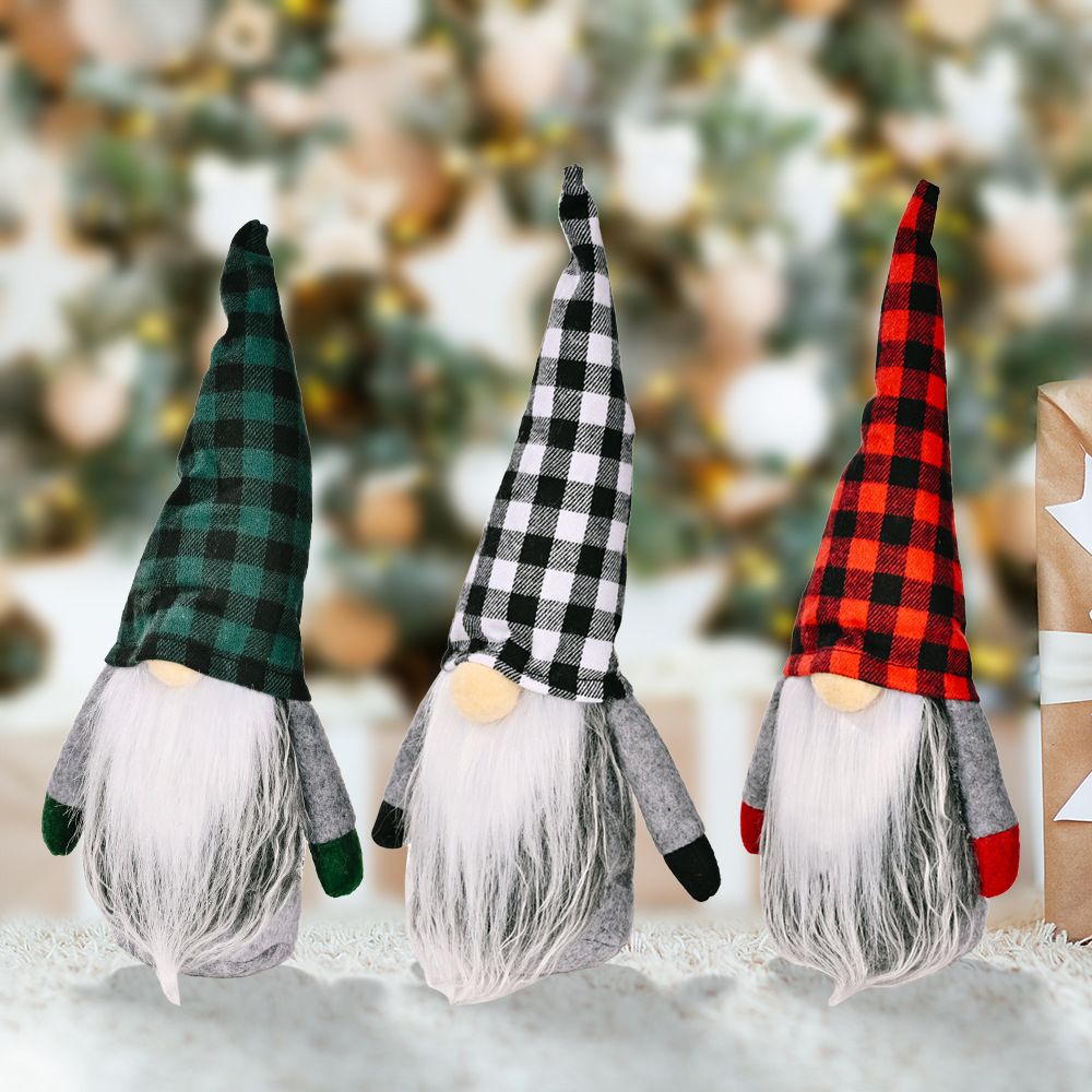 3pc Christmas Decorations Handmade Santa Plush , Home Tabletop Ornaments Christmas Gnome Decor for Adults.