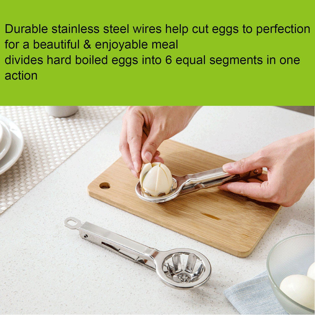 Best Utensils Stainless Steel Egg Slicer Wedger Cutter, Divides Hard Boiled Eggs Into Equal Segments In One Action