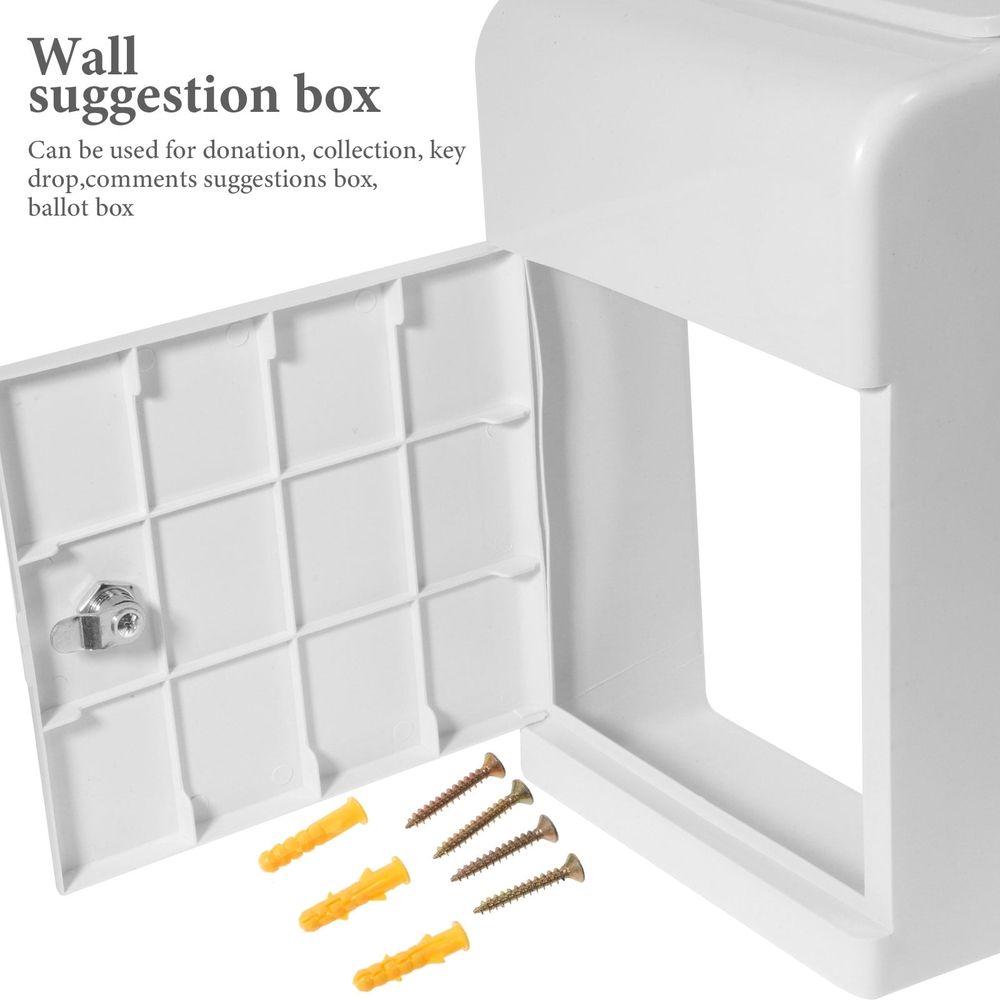 Lockable Outdoor Wall Mount Mailbox in White, Metal and Plastic Letter Box for Secure Mail Storage