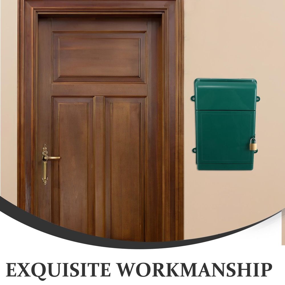 Durable Green Plastic Wall-Mounted Mailbox, Weatherproof and Lockable