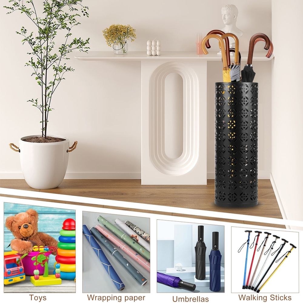 16.5 x 6inch Umbrella Stand Rack,Metal Umbrella Holder Freestanding Umbrella Stand Round Umbrella Holder Bin Waterproof Umbrella Storage Rack Indoor Walking Stick Holder for Home Entryway Office