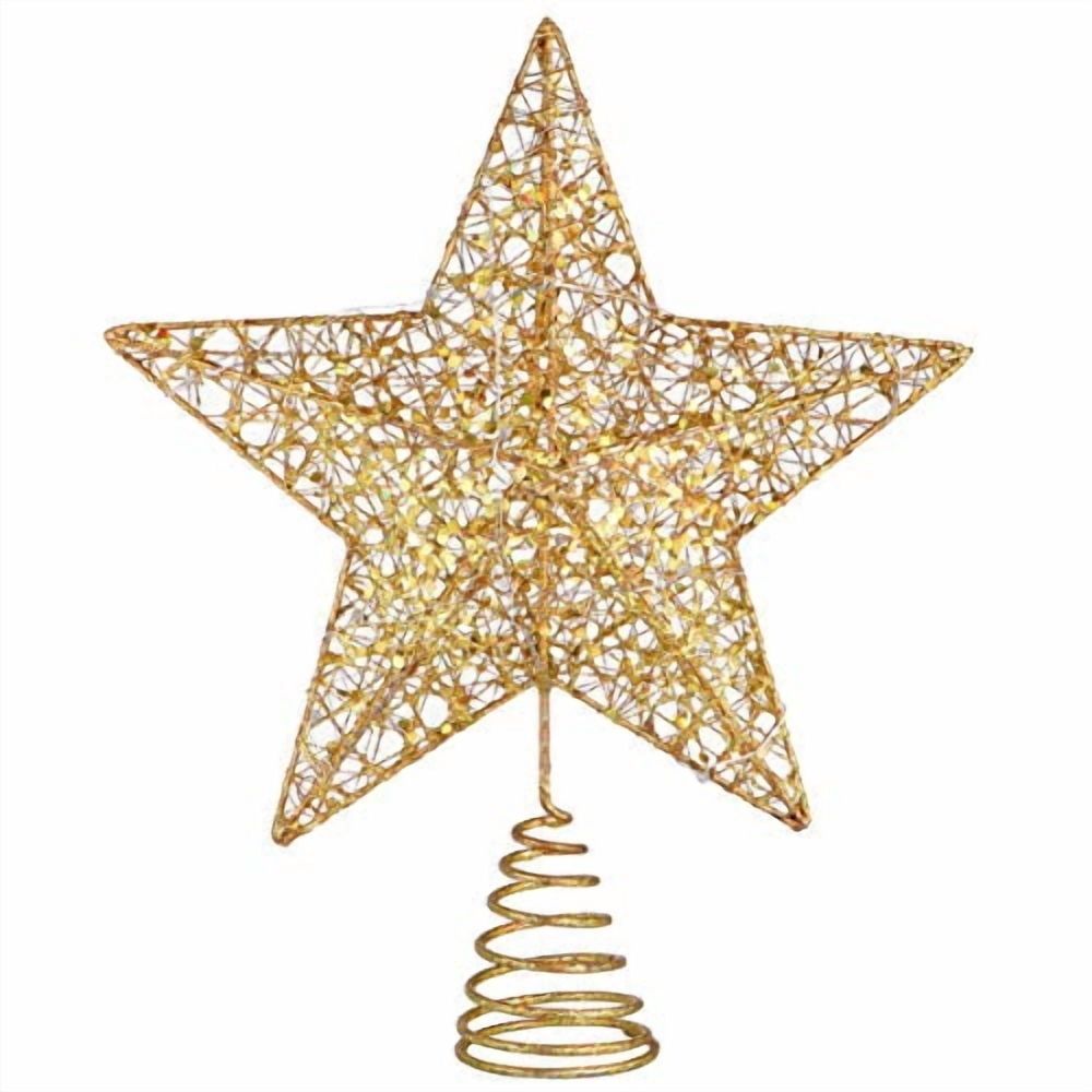 Christmas Tree Star Topper-Golden Xmas Tree Topper Star for Christmas Tree Decoration,25 x 30cm