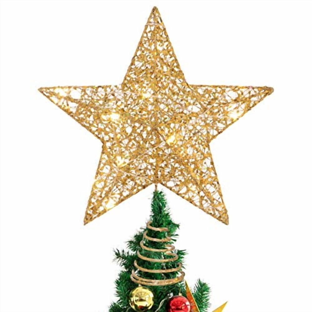 Christmas Tree Star Topper-Golden Xmas Tree Topper Star for Christmas Tree Decoration,25 x 30cm