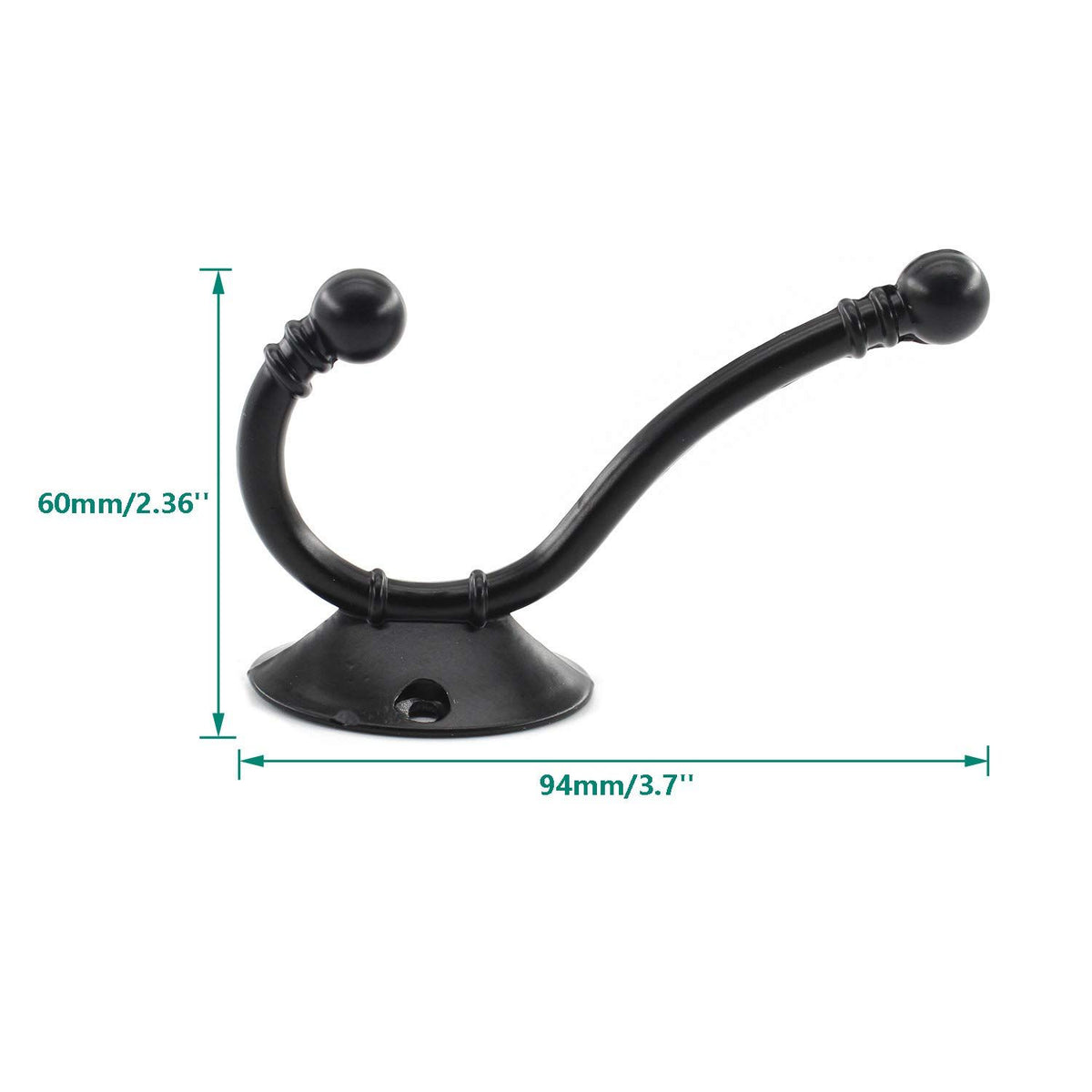 5 Pack Coat Hooks Wall Mounted, Metal Hooks ,Waterproof Rustic Shower Hanger Hooks for Garage Kitchen Bathroom with Screws (Black)