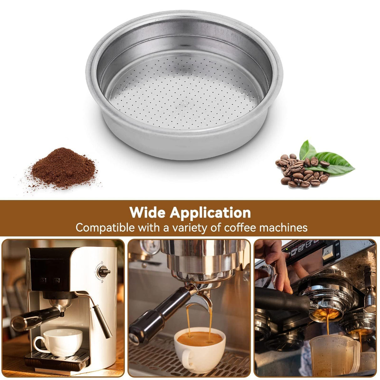 Stainless Steel Coffee Filter,Double Layer Pressurized Filter Basket Espresso Filter Basket for Coffee Machine