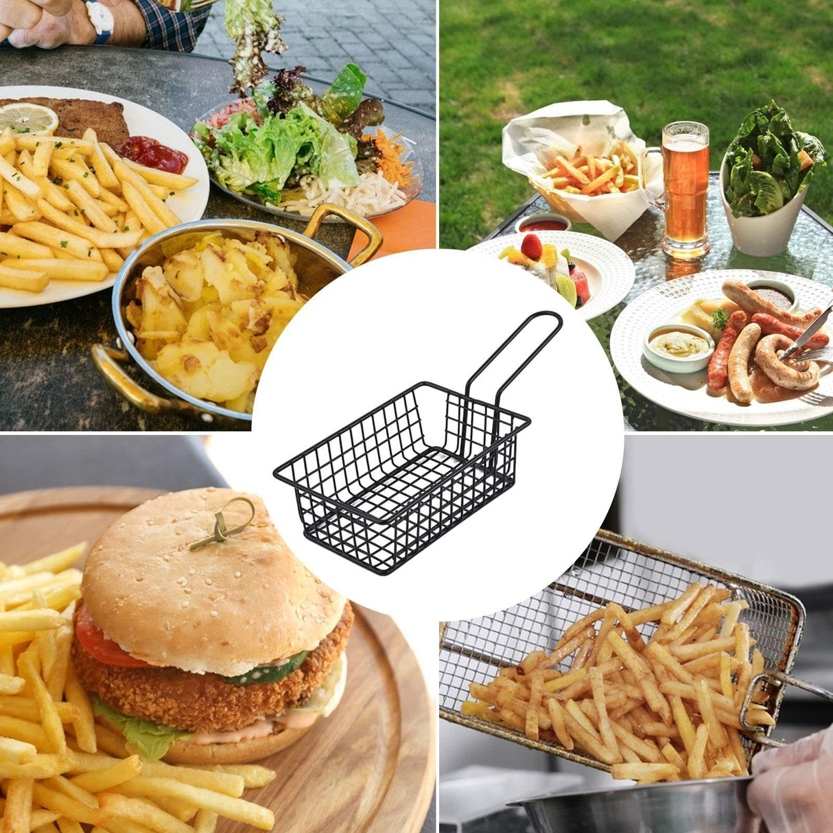 Metal Food Fry Basket | French Fries Basket | Wire French Fries Basket, Anti Scald Food Fry Cooking Baskets for Party