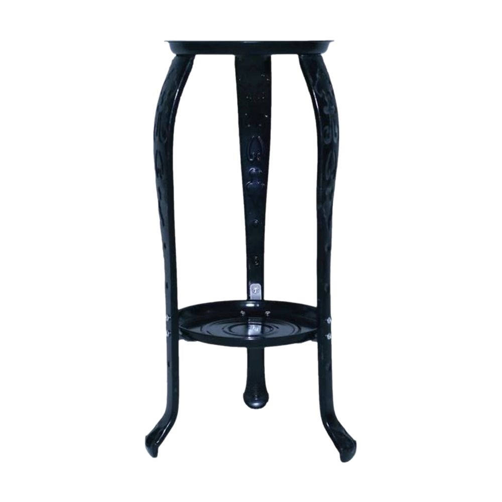 2 Tier Rustproof Wrought Iron Plant Stand, Minimalist White Black Flower Pot Display Holder, Stable Space Saving Rack for Indoor Balcony Patio Garden Home Decor