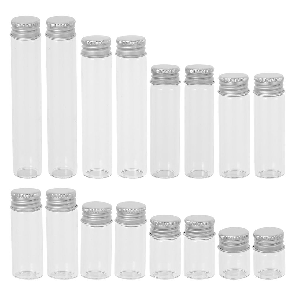 16pcs Small Glass Bottles with Screw Lids Clear Mini Vials Aluminum Caps for Jewelry, Crafts, , Beads, Wedding Favors, Art Supplies