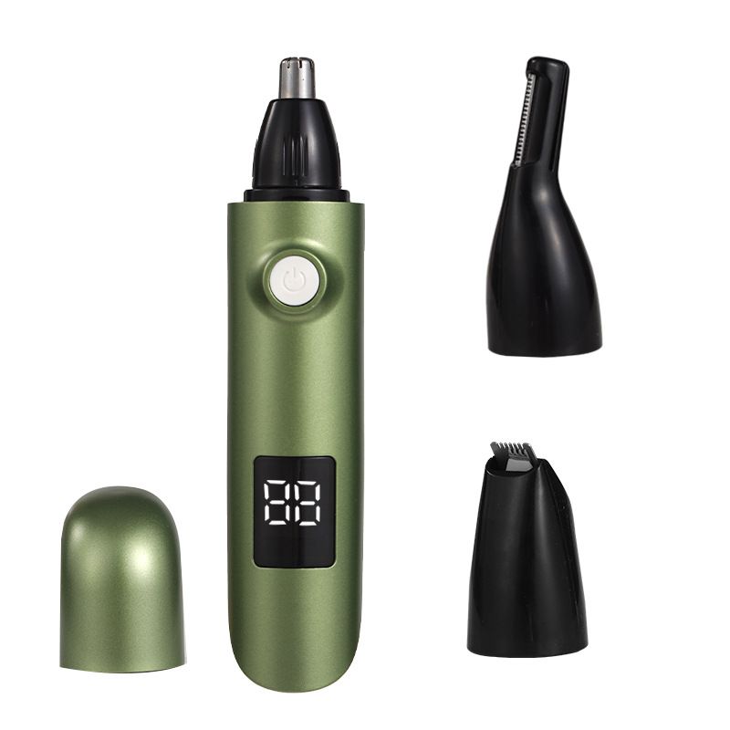 4-in-1 Electric Nose Hair Trimmer, LED Display, Waterproof(GREEN)