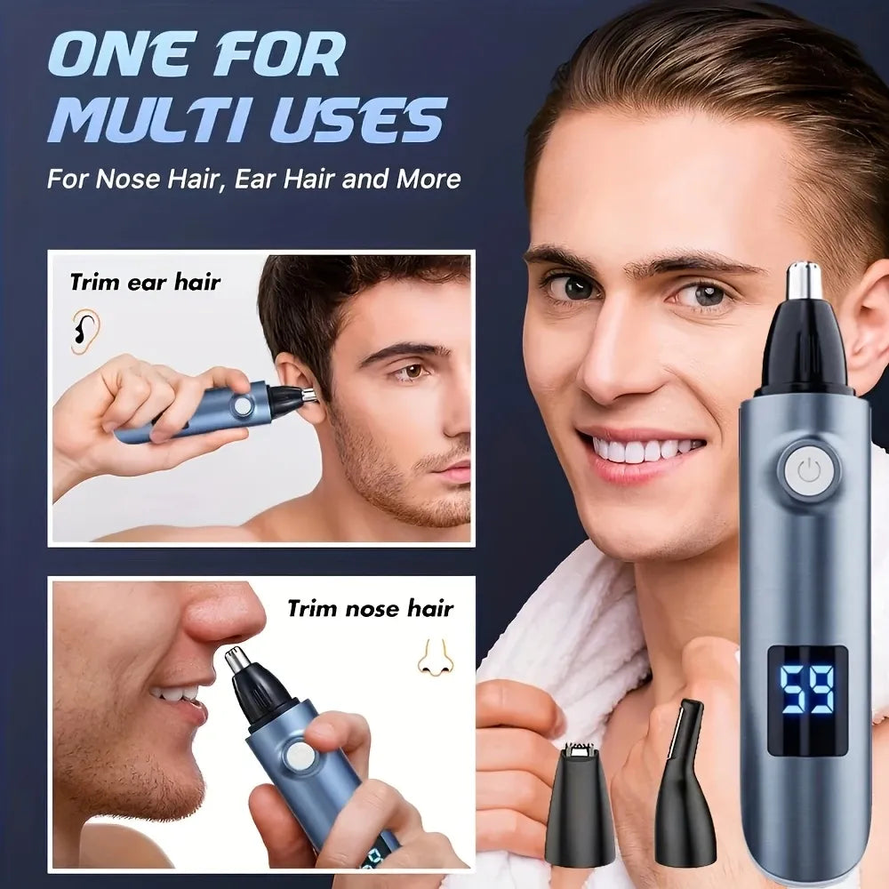 4-in-1 Electric Nose Hair Trimmer, LED Display, Waterproof(GREEN)