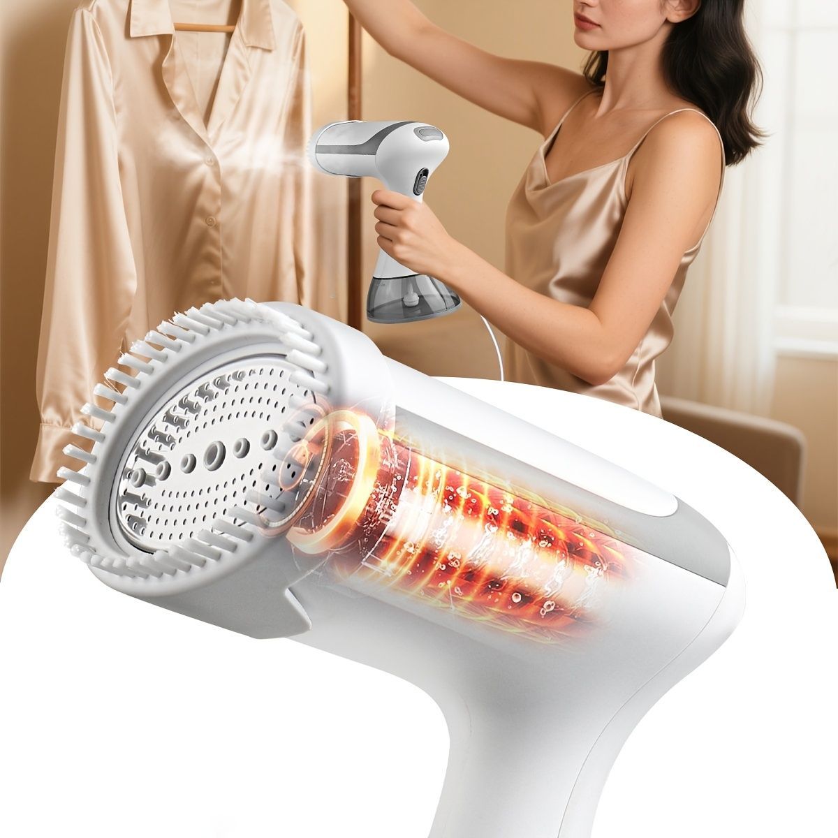 Hand Held Garment Steamer Portable Clothes Steamer Travel Steamer Wrinkle - White - Size 01