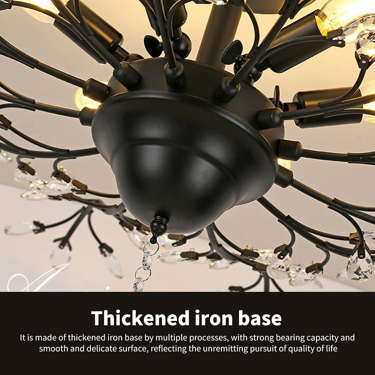 Crystal Chandelier LED Ceiling Light , 4 lights, Black
