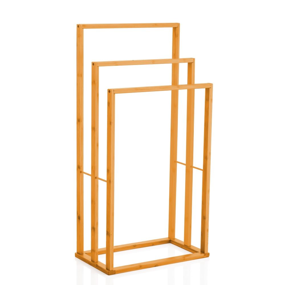 CARLA HOME Bamboo Towel Bar Holder Rack 3-Tier Free Standing for Bathroom. Towel Racks. Towel Rail Bathroom Accessory. Shower Hand Dish Towel. Towel Holder. Hand Towel Bar (Standard)