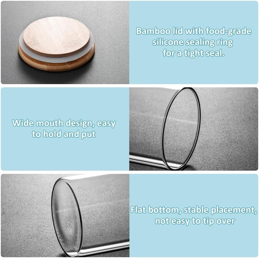 CARLA HOME 6 Pack Glass Storage Jars with Bamboo Lids
