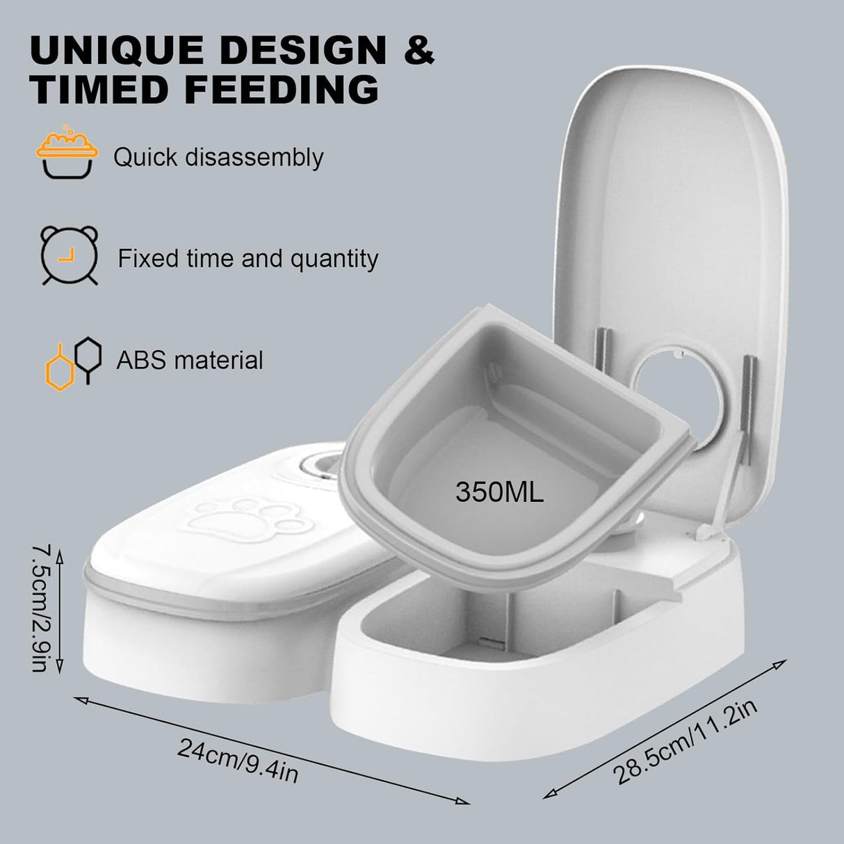 CARLA HOME 2 Meal Automatic Pet Feeder with Timer for Cat & Dog Wet & Dry Food (Dual Bowl 700ML)